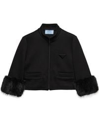 Prada - Zipped Cropped Sweatshirt - Lyst
