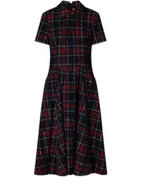 Emilia Wickstead - Checked Flocked Velvet-Trimmed Gabardine Midi Dress - Lyst