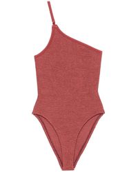Hunza G - One-Shoulder Seersucker Swimsuit - Lyst