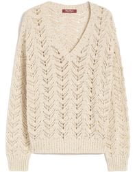 Max Mara - Openwork V-Neck Sweater - Lyst