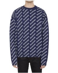 Balenciaga - Allover Logo Printed Crewneck Knit Jumper - Lyst