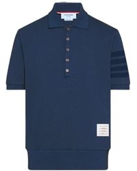 Thom Browne - Ottoman-Bar Logo Patch Polo Shirt - Lyst