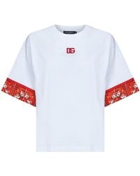 Dolce & Gabbana - Jersey T-Shirt With Maiolica-Print Scarf - Lyst