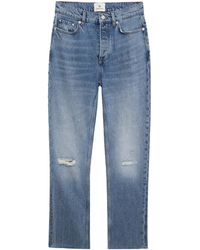 Anine Bing - Bruno Destructed Frayed Straight Leg Jeans - Lyst