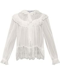 Self-Portrait - Shirt With Lace Trim - Lyst