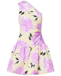 Patou - Floral Gathered One-Shoulder Faille Minidress - Lyst