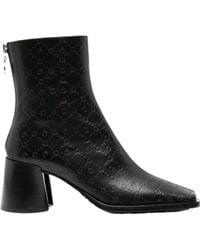 Marine Serre - Monogram-Debossed Square Toe Ankle Boots - Lyst