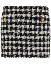 Alessandra Rich - Checked Wool-Blend Bouclé Miniskirt - Lyst