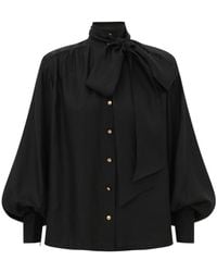 Zimmermann - Tie-Neck Button-Up Blouse - Lyst