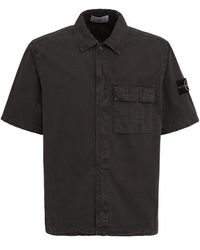 Stone Island - Logo Cotton Short Sleeved Shirt - Lyst