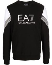 EA7 - Logo-Print Crew-Neck Sweatshirt - Lyst