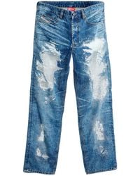 DIESEL - X Tinder D-Macs Distressed Mesh-Panel Jeans - Lyst