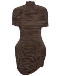 Magda Butrym - High-Neck Draped Mini Dress With Cape Detail - Lyst