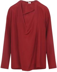 Carven - Draped V-Neck Blouse - Lyst