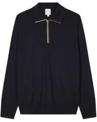 Paul Smith - Signature Stripe Zip Trim Polo Shirt - Lyst
