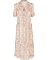 Fendi - Floral Printed Short Sleeved Shirt Dress - Lyst