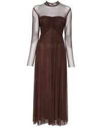 Twinset - Ruched Sheer-Panel Maxi Dress - Lyst