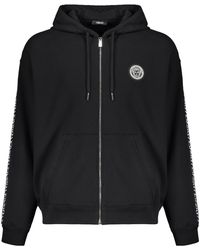 Versace - Zip-Up Drawstring Hoodie - Lyst