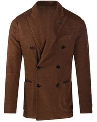 Lardini - Double-Breasted Linen Blazer - Lyst