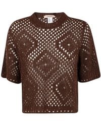 Twinset - Open-Knit Short-Sleeve Top - Lyst
