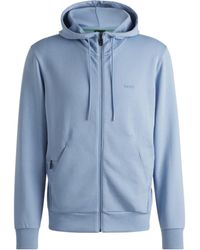BOSS - Full-Zip Hoodie With Adjustable Drawstring Hood - Lyst
