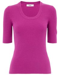 Chloé - Chloé Ribbed Half-Sleeve Knitted Top - Lyst