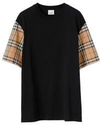 Burberry - Net Sustain Checked Poplin-Trimmed Cotton-Jersey T-Shirt - Lyst