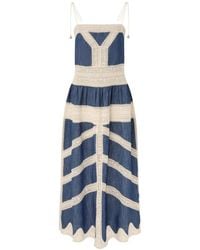 Zimmermann - Awaken Denim Dress With Lace Details - Lyst