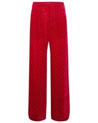 Gucci - Gg-Pattern Straight-Leg Velvet Trousers - Lyst