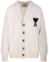 Ami Paris - Ami De Coeur V-Neck Cardigan - Lyst