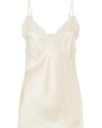 Stella McCartney - Lace-Trimmed Silk-Satin Top - Lyst