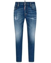 DSquared² - Logo-Patch Distressed Skinny Jeans - Lyst