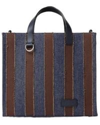 Fendi - Small Pequin Striped Denim Tote Bag - Lyst