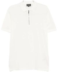 Emporio Armani - Quarter-Zip Logo-Patch Polo Shirt - Lyst
