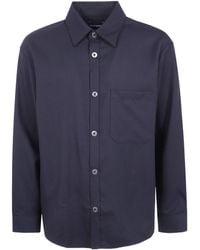 Emporio Armani - Logo-Patch Wool Shirt - Lyst