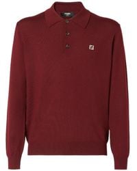 Fendi - Ff Plaque Long-Sleeved Polo Shirt - Lyst