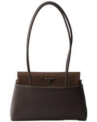 Prada - Passage Medium Leather Bag With Re-Nylon Flap - Lyst