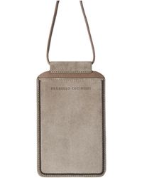 Brunello Cucinelli - Debossed-Logo Suede Phone Case - Lyst