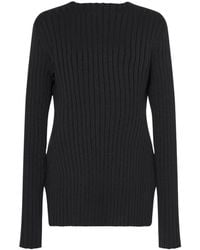 The Row - Long-Sleeve Ribbed Silk Top - Lyst