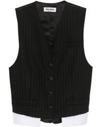 Miu Miu - Striped Button-Up Gilet - Lyst