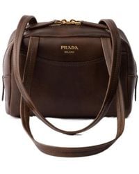 Prada - Carry Antiqued Leather Top-Handle Mini-Bag - Lyst