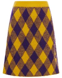 Burberry - Argyle Logo Embroidered Skirt - Lyst