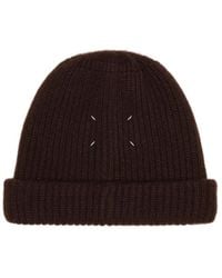 Maison Margiela - Logo Detailed Ribbed Beanie - Lyst