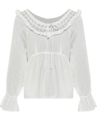 Posse - Danielle Lace-Trim Blouse - Lyst