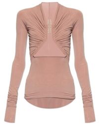 Rick Owens - Prong Ls Long Sleeved Gathered Top - Lyst