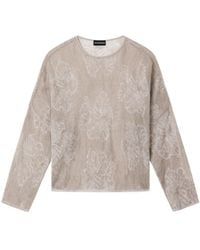 Emporio Armani - Two-Tone Floral Motif Jacquard Jumper - Lyst