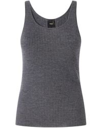 Pinko - Ribbed-Knit Logo-Patch Tank Top - Lyst