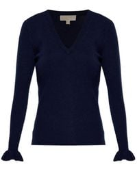 MICHAEL Michael Kors - Ruffled V-Neck Sweater - Lyst