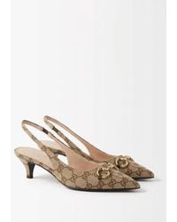 Gucci - Horsebit Gg Canvas Slingback Pump - Lyst