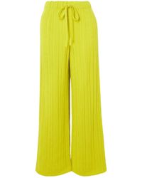 The Elder Statesman - Ribbed Cashmere And Cotton-Blend Wide-Leg Pants - Lyst